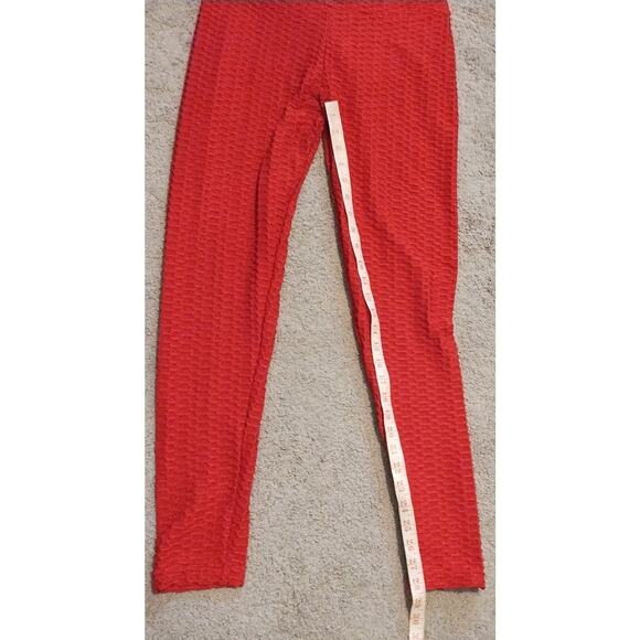 Unbranded Red Waffle Skinny Leggings Size XL Scrunch Butt Squat Proof - Picture 7 of 7
